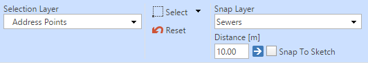 Select Area tool settings including snap profile/layer Select Area tool settings including snap profile/layer