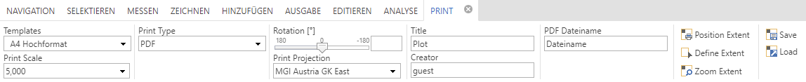 Print tool dialog Print tool dialog