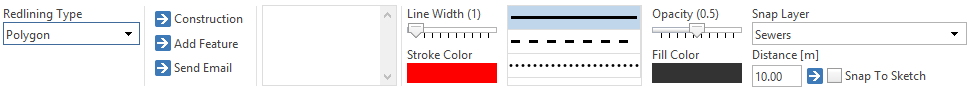Ribbon menu - measure/draw - tool settings