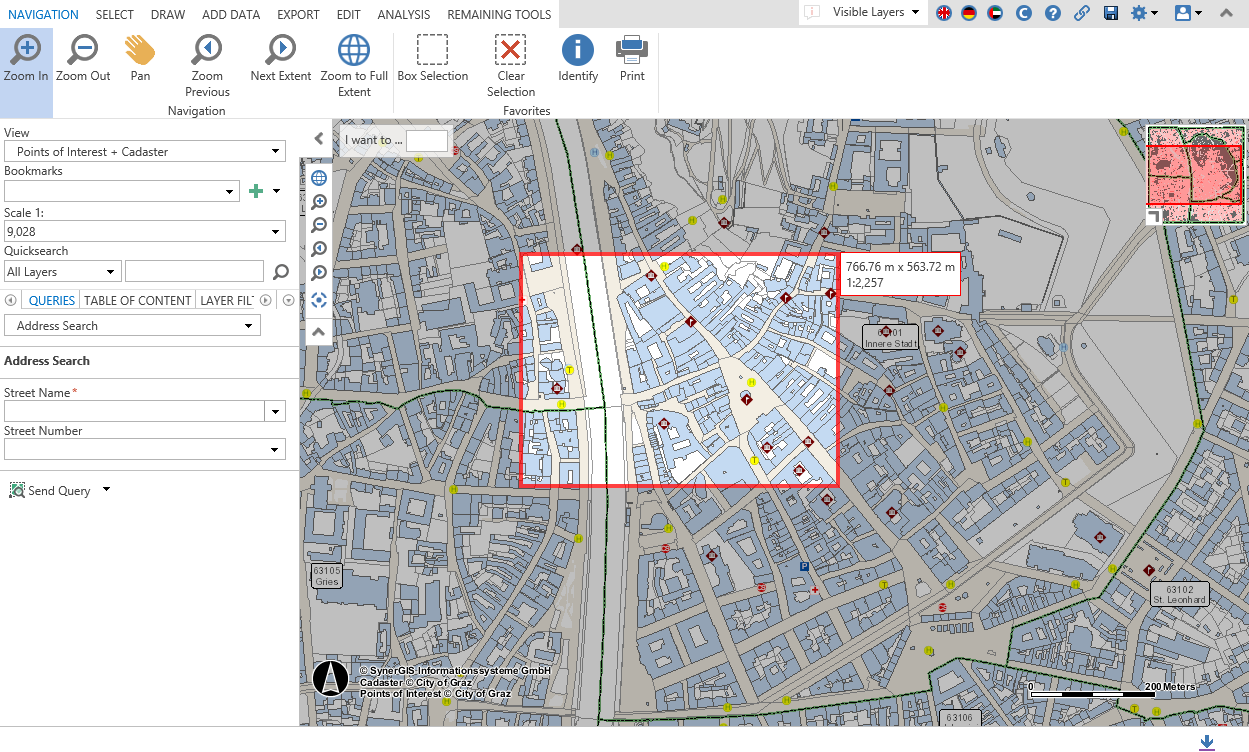 Specifying the map extent to zoom in