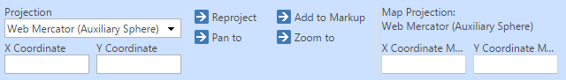 Coordinate Search tool form in the WebOffice core client - projected coordinate systems