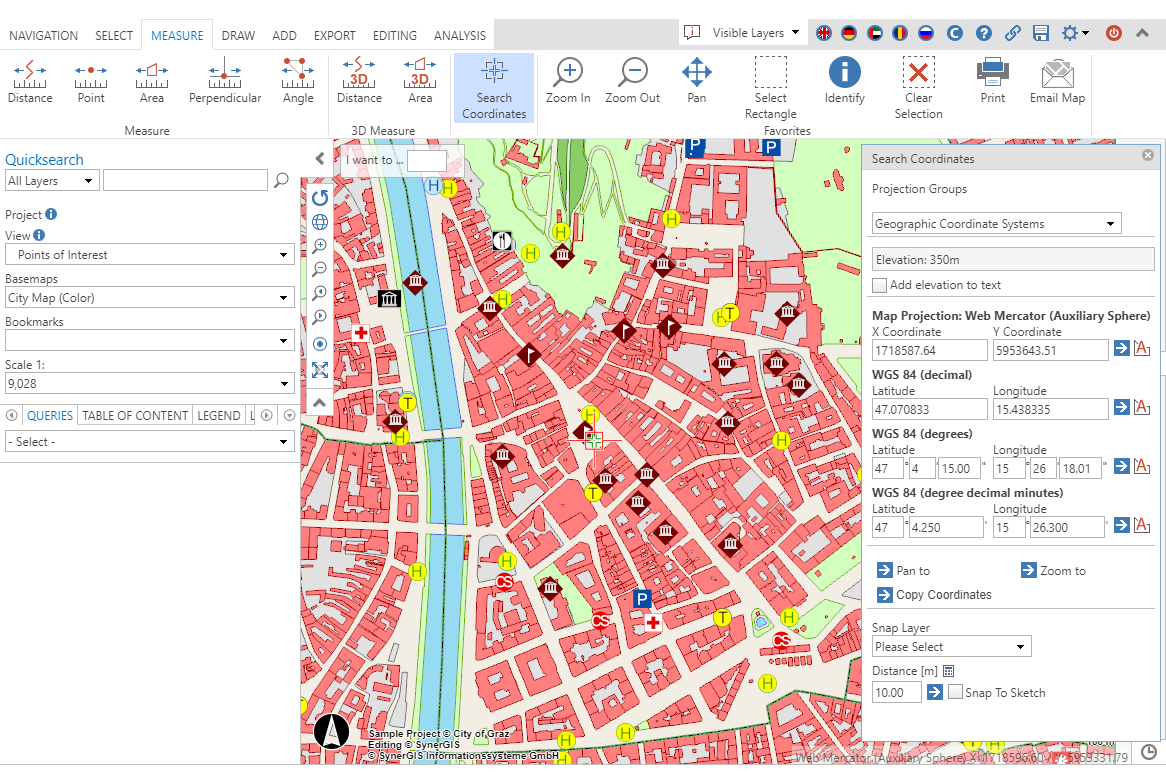 Display and move coordinate by clicking into the map in the WebOffice core client