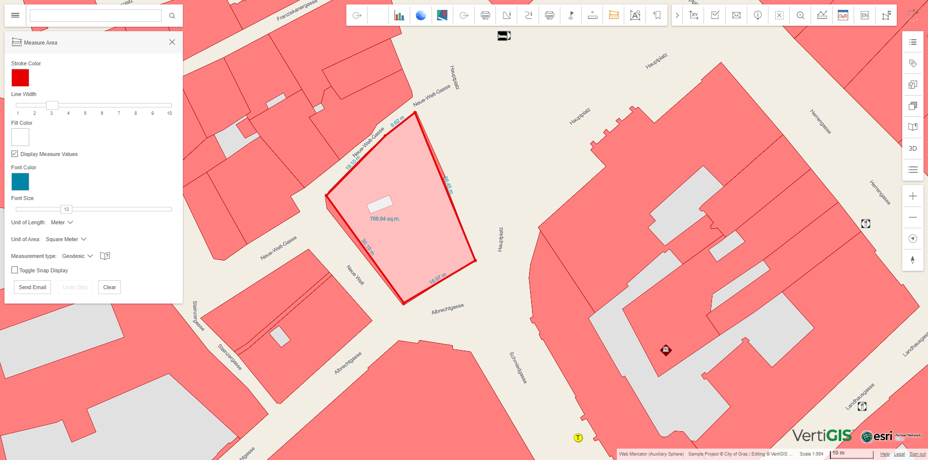 Measure Area with style dialogue in the WebOffice flex client