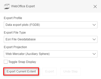 Data export the current extent Data export the current extent