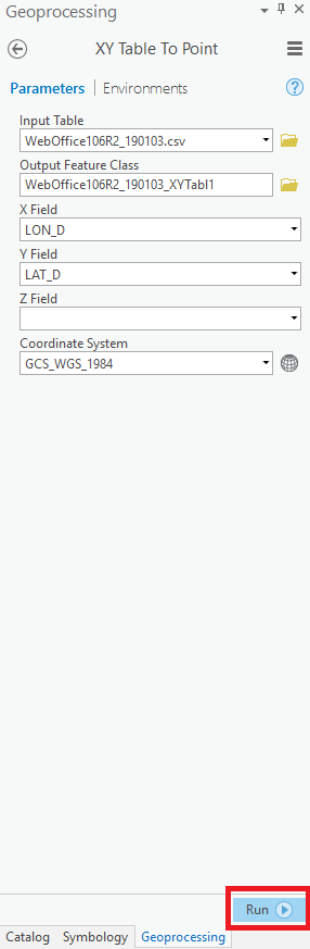 Create feature class Create feature class