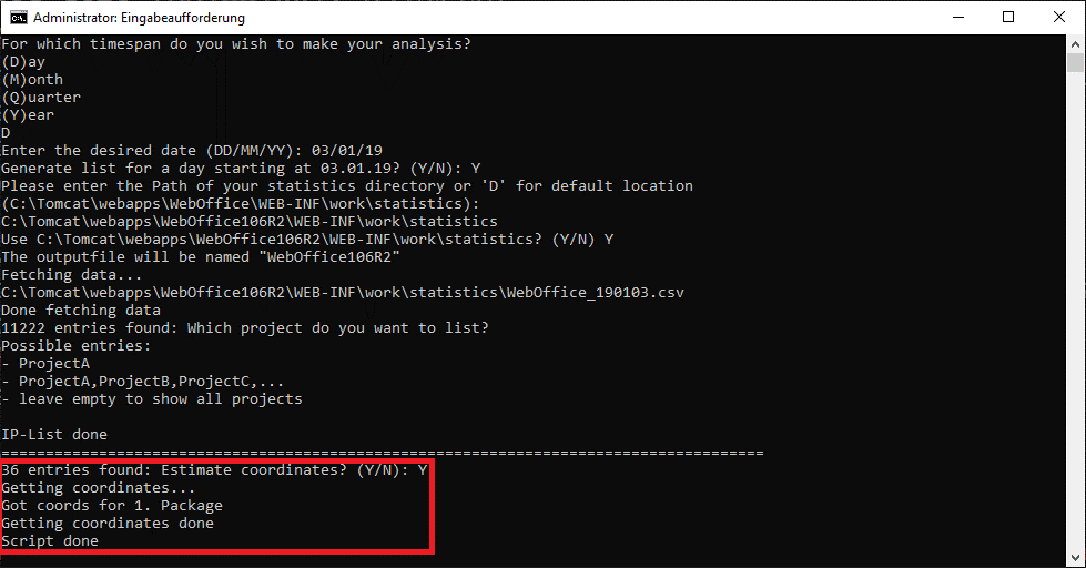 Locating of the IP-Addresses done Locating of the IP-Addresses done