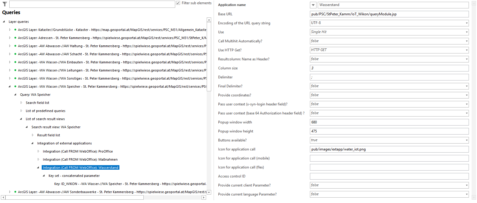 Configuration of an Integration (Call FROM WebOffice) for retrieving information of an IoT sensor