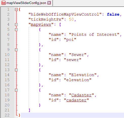Customization of the file mapViewSliderConfig.json