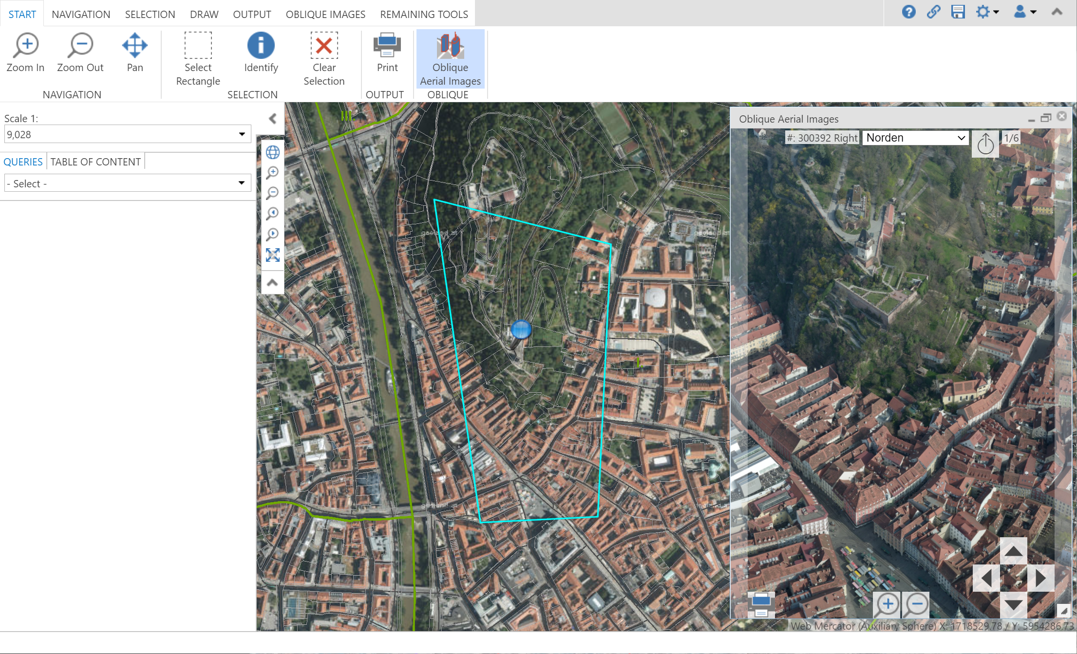 Custom Tool Oblique Aerial Images in the WebOffice core client