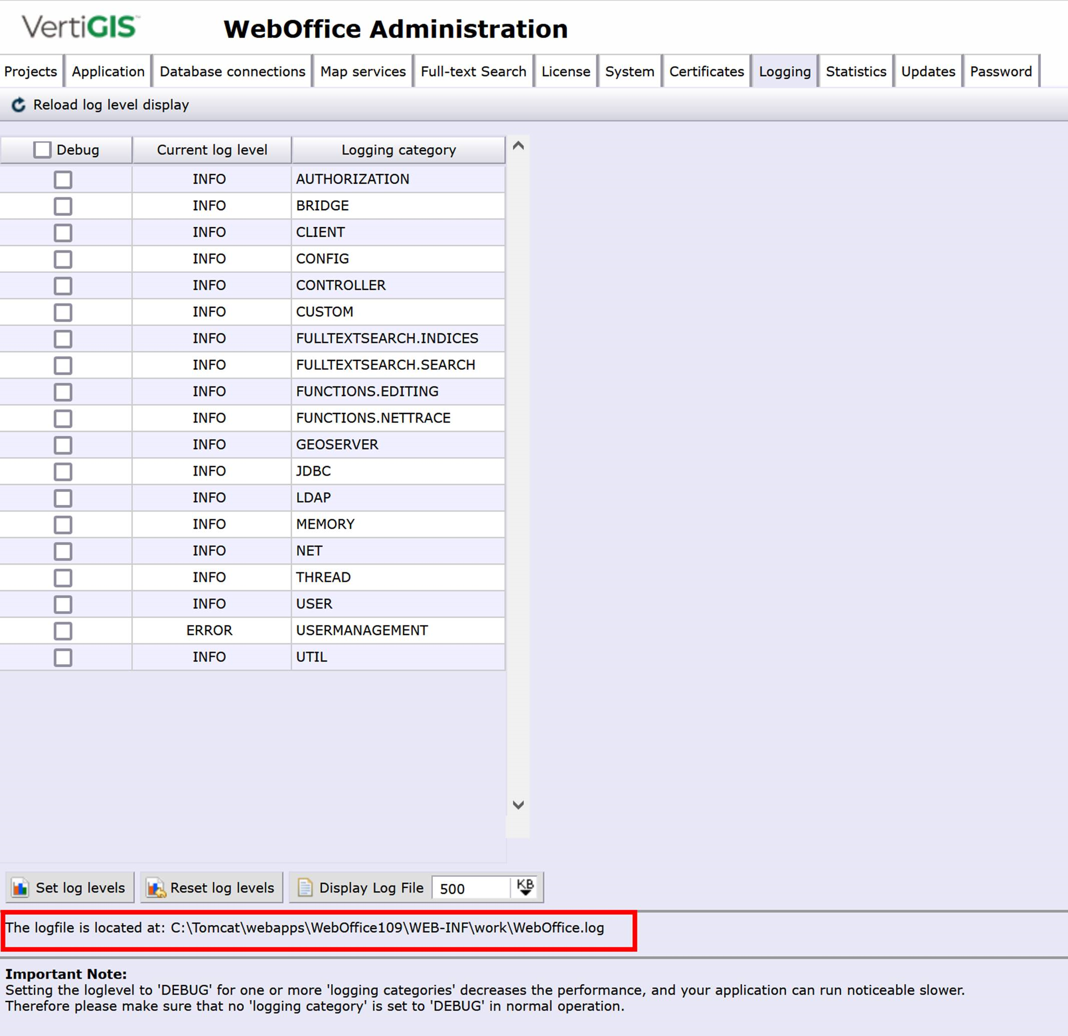 WebOffice logfile WebOffice logfile