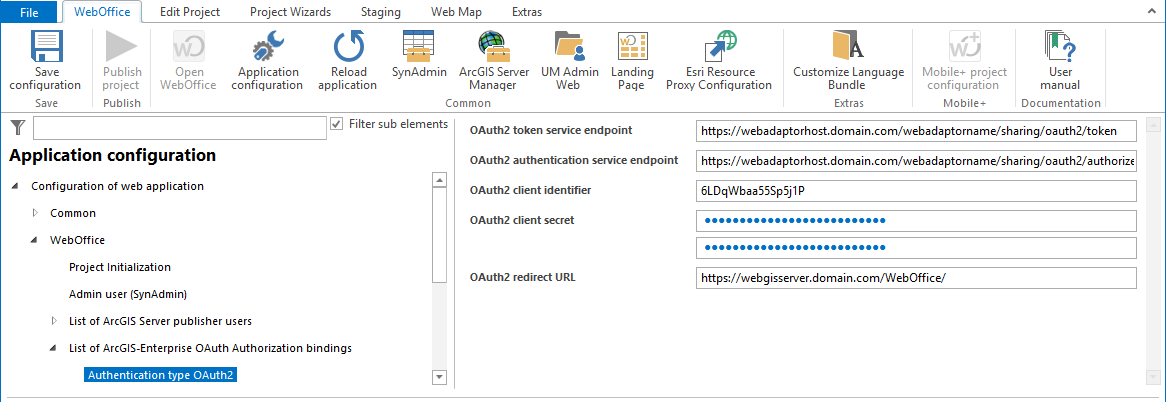 Configuration in the Applicatoin configuration -Authentication type OAuth2 Configuration in the Applicatoin configuration -Authentication type OAuth2