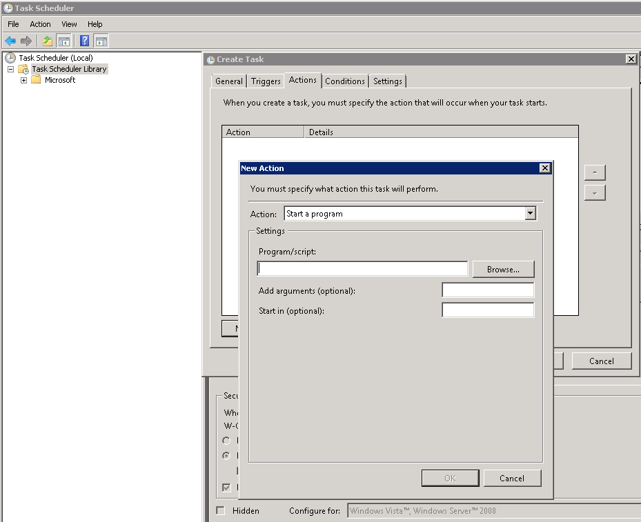 Automatic task in the windows task scheduler