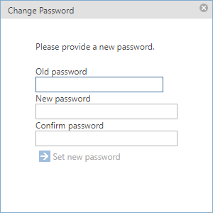 Change password tool dialog in the WebOffice core client Change password tool dialog in the WebOffice core client