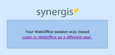 WebOffice 10.9 R5 info page displayed after log out WebOffice 10.9 R5 info page displayed after log out