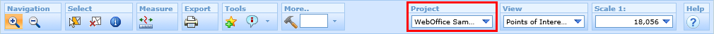List of projects displayed in toolbar