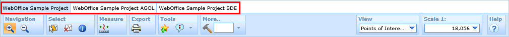 List of projects displayed as tabs List of projects displayed as tabs
