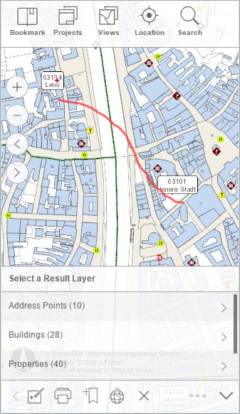 Selecting with a line in the WebOffice mobile client - phone mode