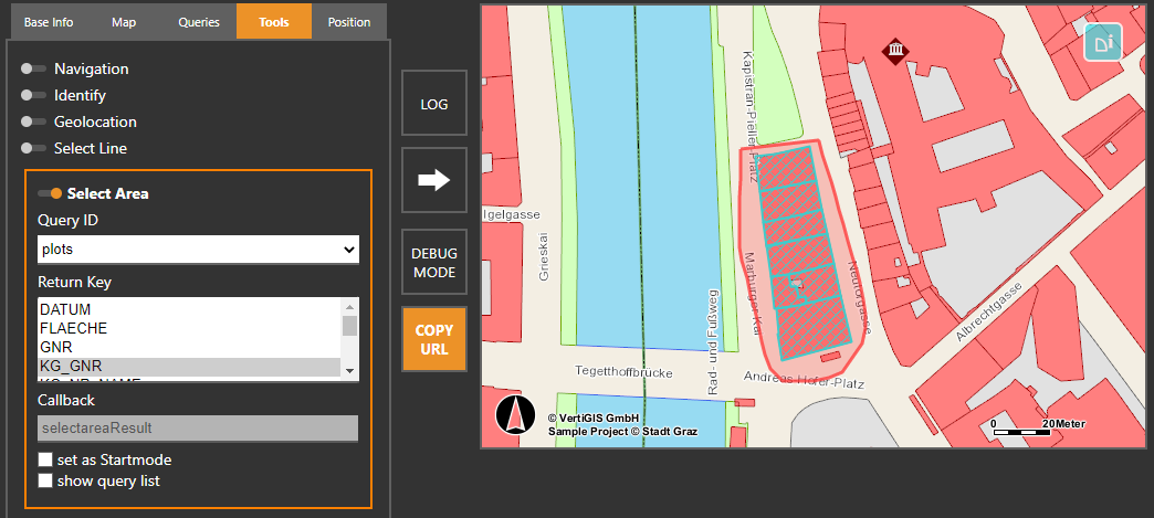 WebOffice map widget testcontainer - Select Area