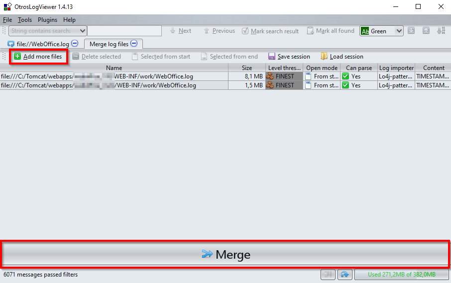 OtrosLogViewer - Merge