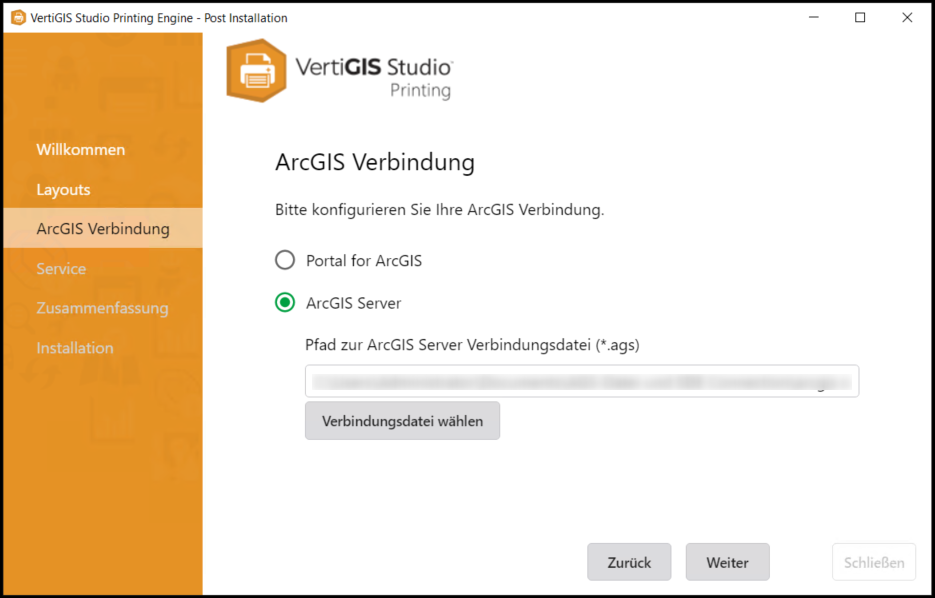 Selecting a ArcGIS Enterprise connection to a ArcGIS Server standalone server