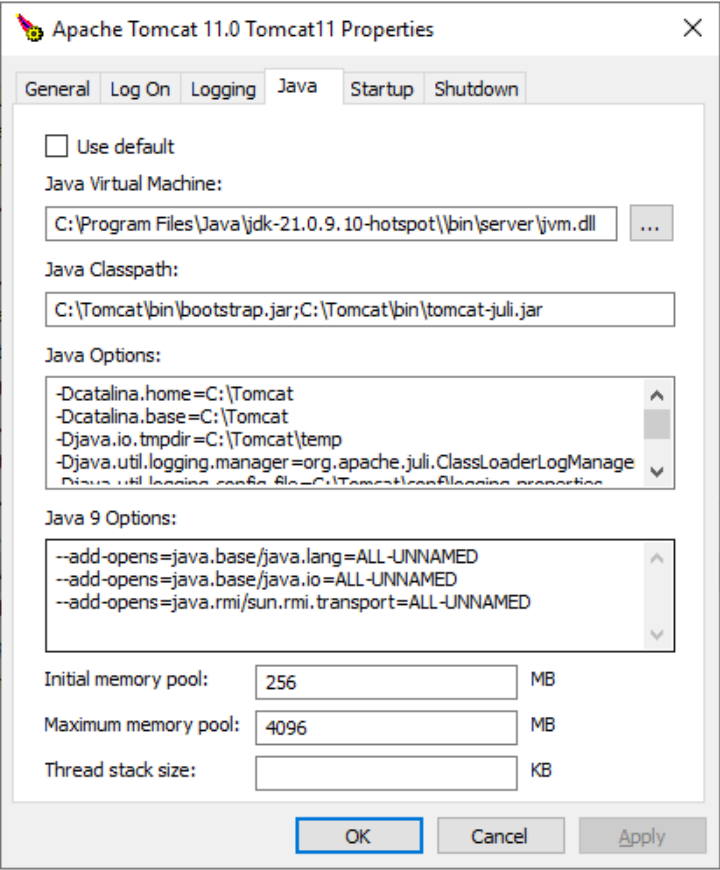 Adjustment of the Java JDK path in the settings of Tomcat Adjustment of the Java JDK path in the settings of Tomcat