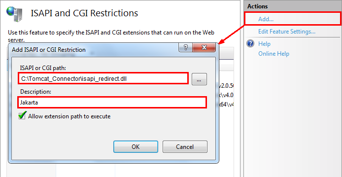 Add 'Jakarta' as ISAPI/CGI restriction