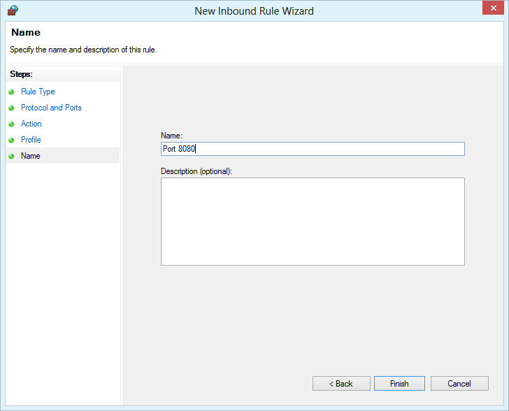 Windows Firewall with Advanced Security - enter a name
