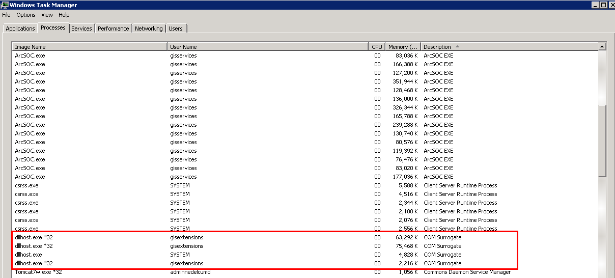 Com Surrogate processes in task manager