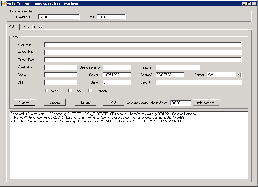 WebOffice extensions Standalone Testclient - check for version