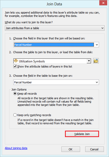 Join validation in ArcMap