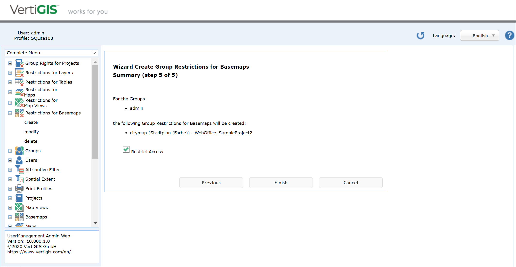 Create restrictions for basemaps - step 5 Create restrictions for basemaps - step 5