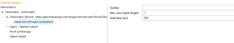 Geolocator Service - Value list with auto completion