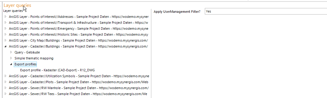 Export profiles Export profiles