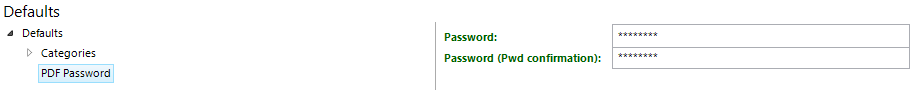 PDF password configuration PDF password configuration