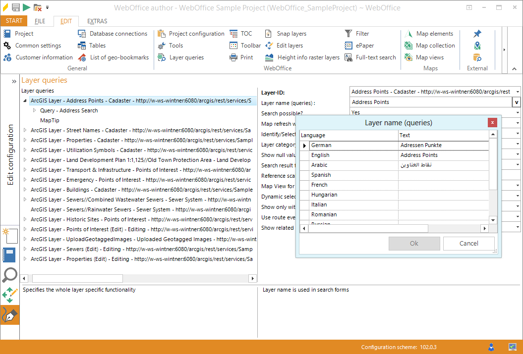 Display of language specific parameters in WebOffice author Display of language specific parameters in WebOffice author