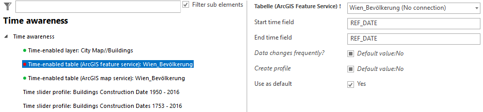 Configuration of table (ArcGIS Feature Service) with time awareness Configuration of table (ArcGIS Feature Service) with time awareness