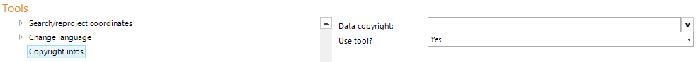 Copyright infos tool configuration Copyright infos tool configuration