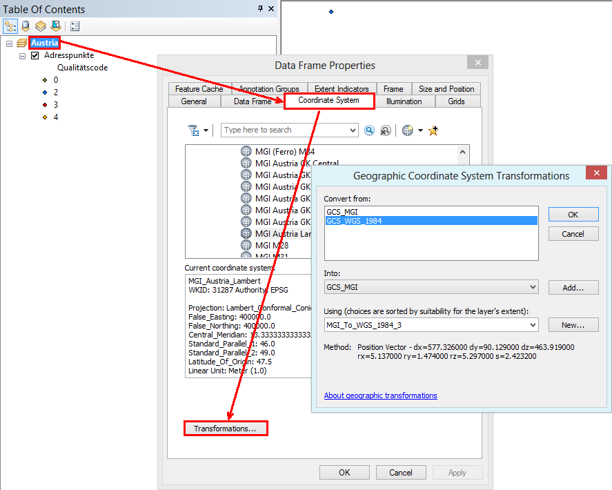 Configuration of a transformation to WGS84 on the main map service Configuration of a transformation to WGS84 on the main map service
