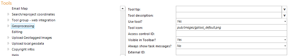 Geoprocessing tool configuration Geoprocessing tool configuration