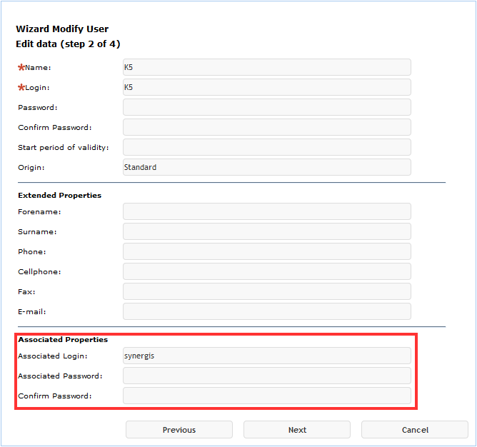 Associated login of the K5 user Associated login of the K5 user