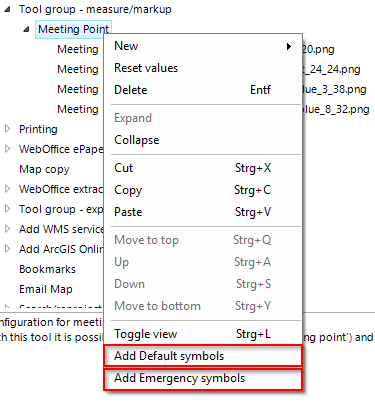 Predefined symbol sets im the context menu of the tool Meeting Point Predefined symbol sets im the context menu of the tool Meeting Point