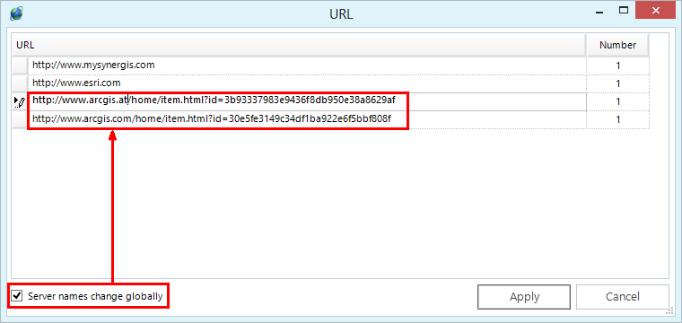 Using the "Server names change globally" function Using the "Server names change globally" function