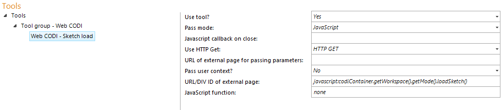 Configuration - Web CODI Sketch load Configuration - Web CODI Sketch load