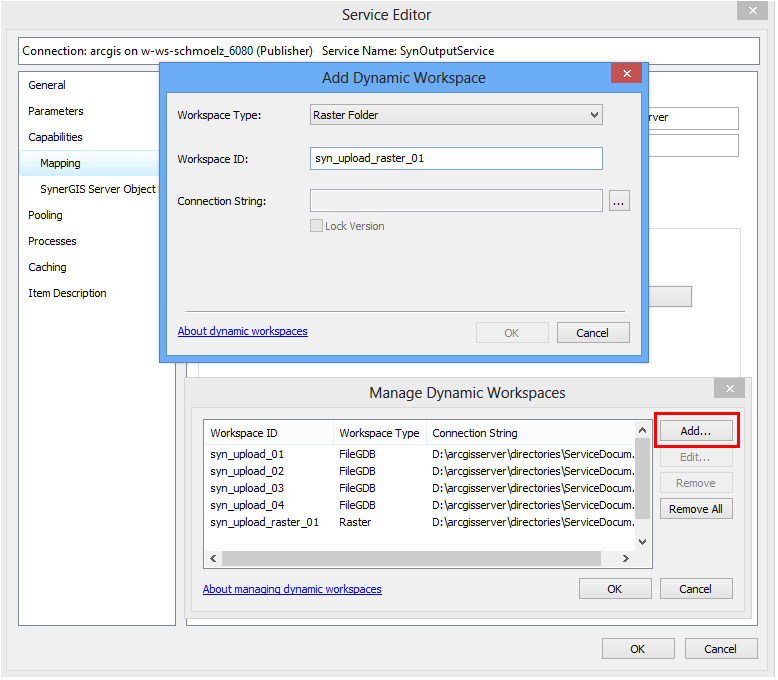 Add dynamic workspace - raster folder Add dynamic workspace - raster folder