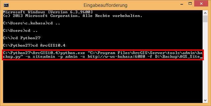 Backup your ArcGIS Server Site configuration by using the Backup Utility program Backup your ArcGIS Server Site configuration by using the Backup Utility program