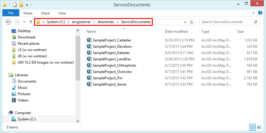 ServiceDocuments directory in ArcGIS Server location ServiceDocuments directory in ArcGIS Server location