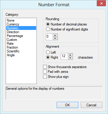 Number format dialog Number format dialog