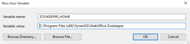 System variable ZOOKEEPER_HOME System variable ZOOKEEPER_HOME