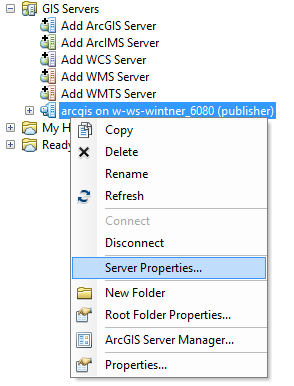 Open server properties Open server properties