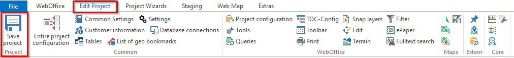 Save the project configuration Save the project configuration
